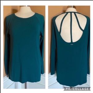 Zobha back cut out active yoga top teal green M